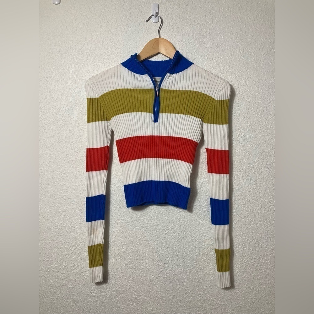 Urban Outfitters Harley Half zip sweater ribbed knit mock neck cropped fit Small - Picture 3 of 8